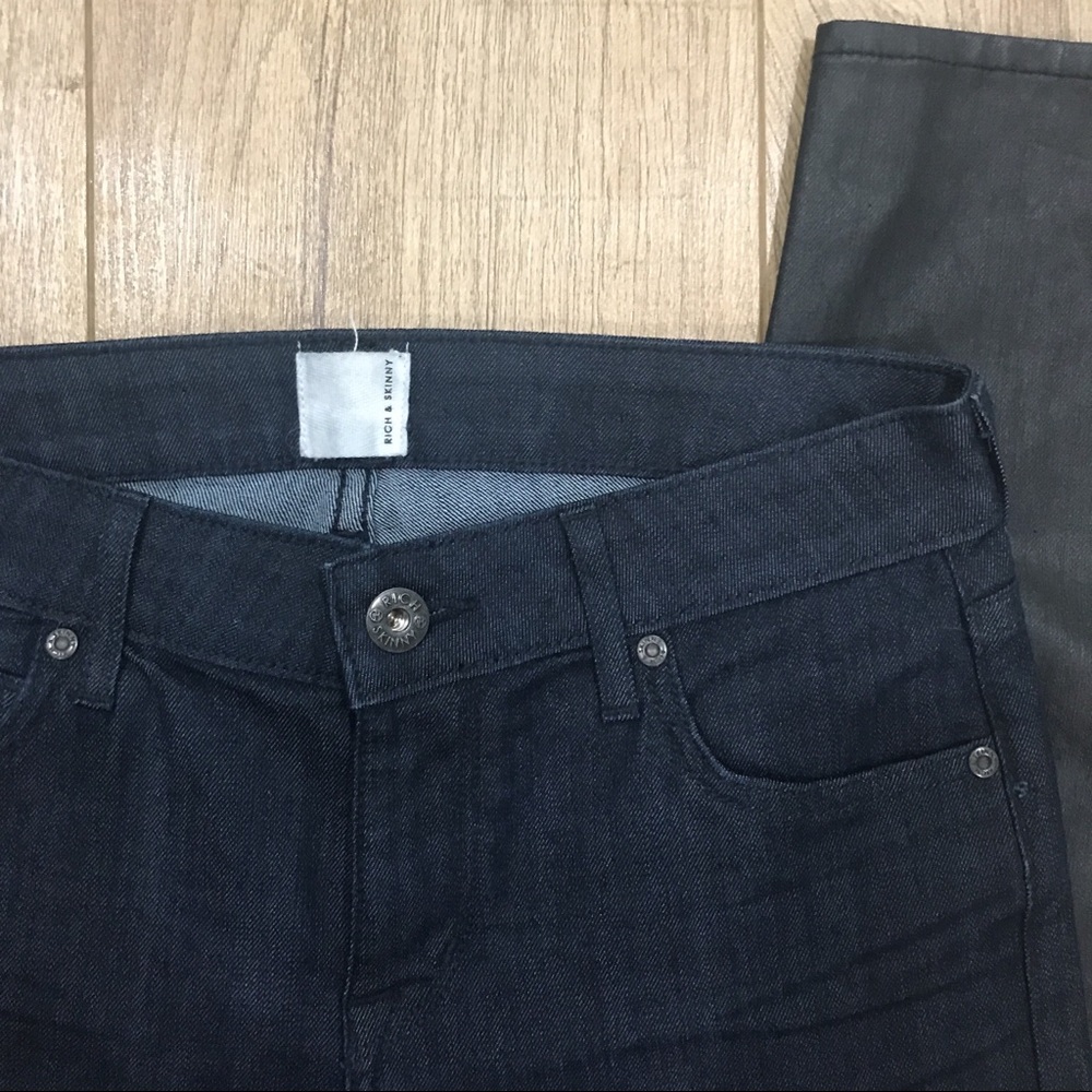 Rich & Skinny | Faux Leather Trimmed Skinny Jeans